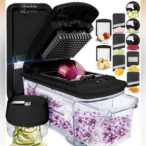 Black Mandoline Chopper with Multiple Blades